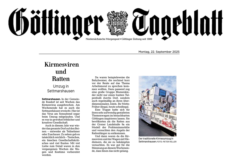 Göttinger Tageblatt: Kirmes 2025 in Settmarshausen
